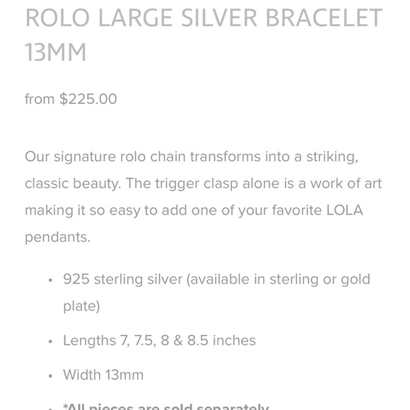 Lola & Company Rolo Large Silver Bracelet 13MM - Picture 3 of 8